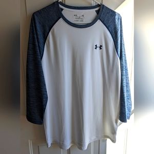 Under Armour Heat Gear Fitted 3/4 Sleeve Tee T-Shirt Men's Size Large Soft